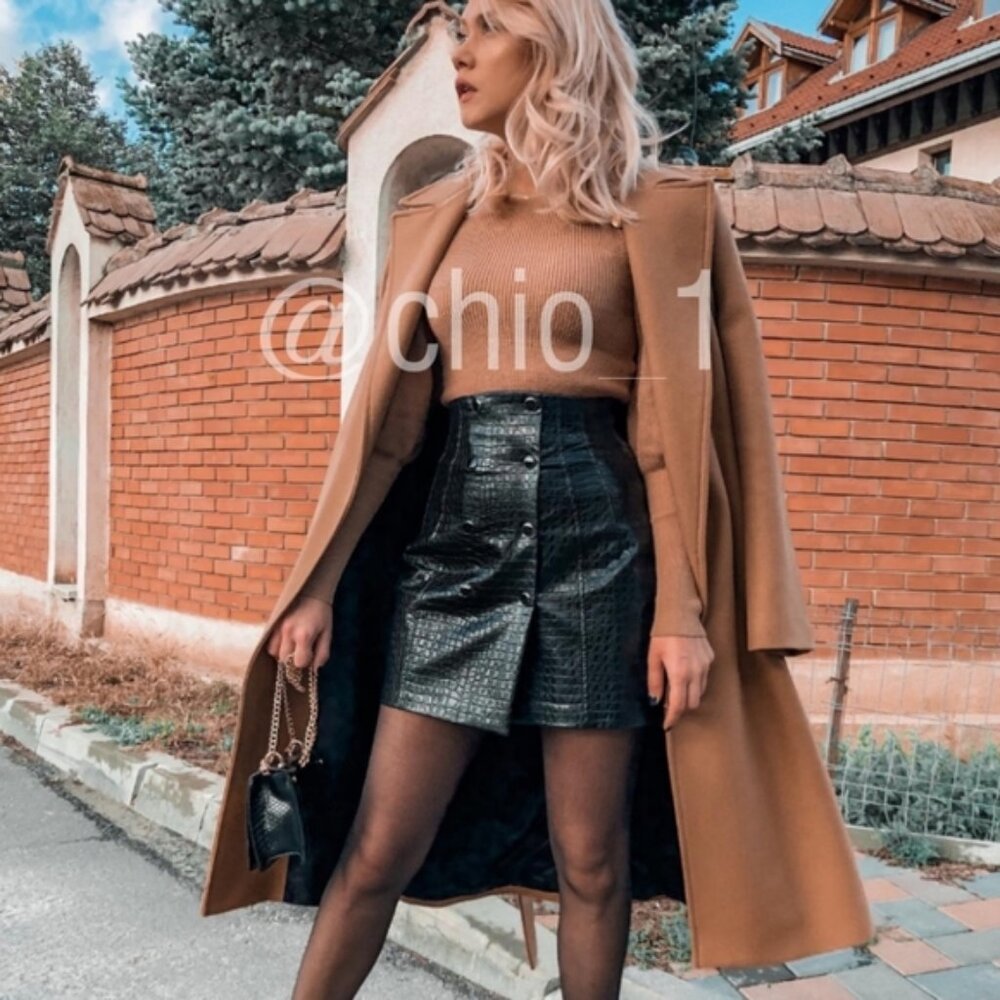 ZARA FAUX LEATHER MINI SKIRT HIGH-WAISTED